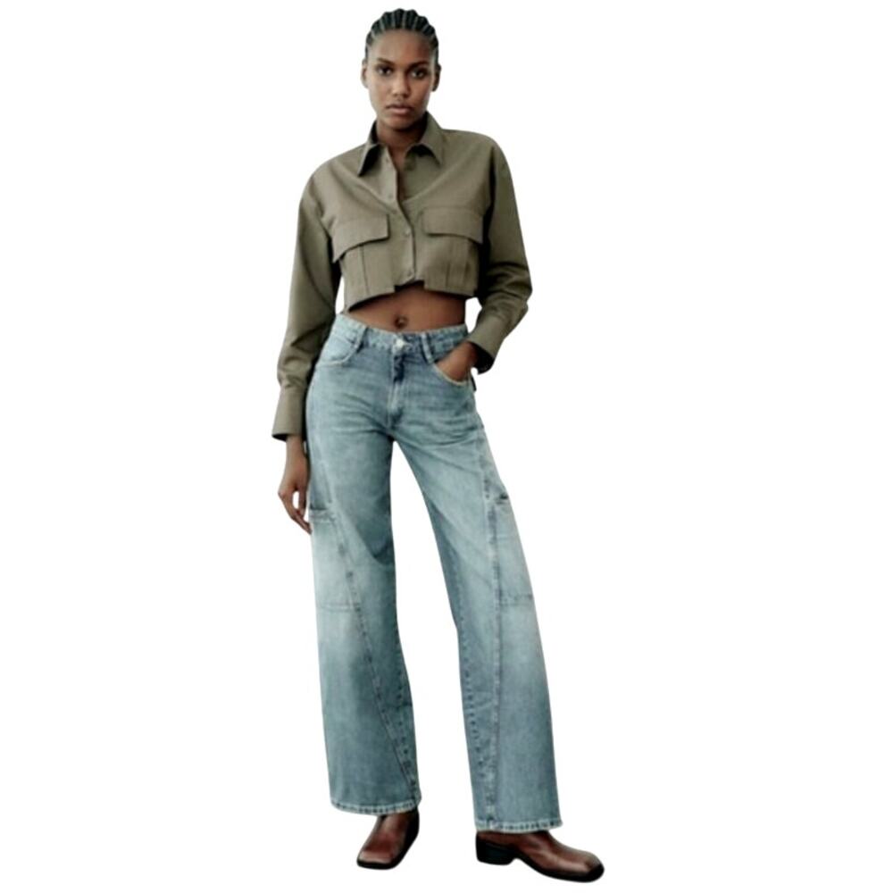 Zara Mid-Rise TRF Cargo Jeans 4